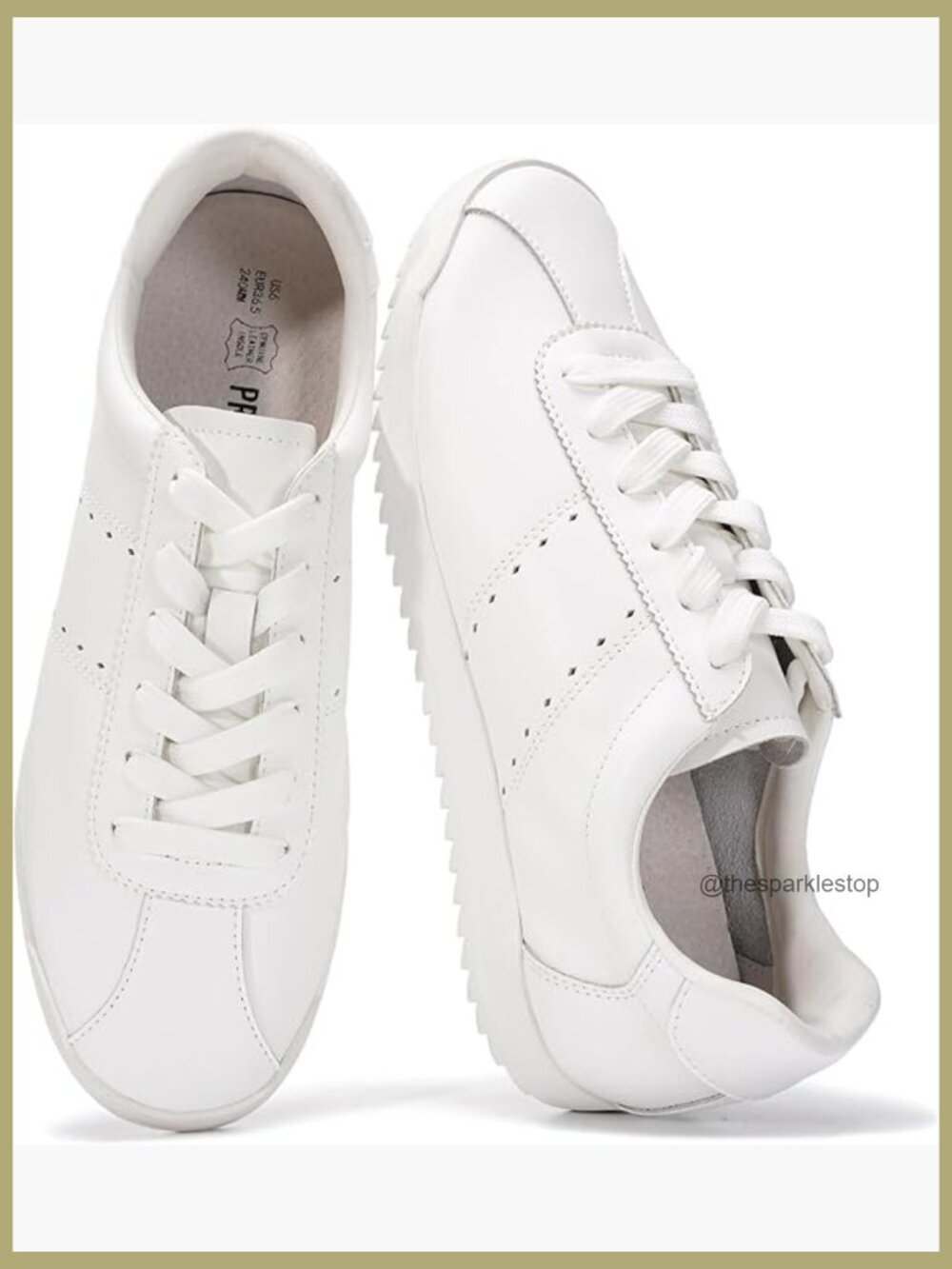 Genuine Leather Sneakers Women Memory Foam Non Slip Lace Up